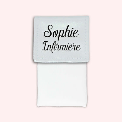 Two-tone pouch with white glitter flap