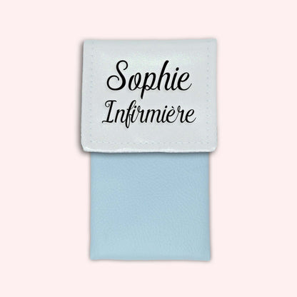 Two-tone pouch with white glitter flap