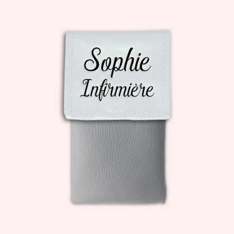 Two-tone pouch with white glitter flap