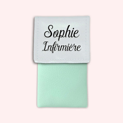 Two-tone pouch with white glitter flap