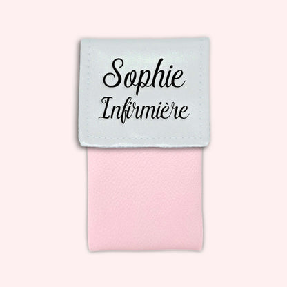 Two-tone pouch with white glitter flap