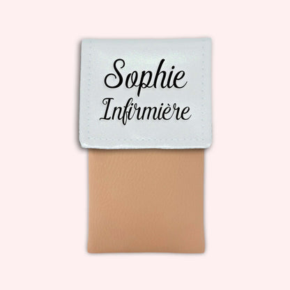 Two-tone pouch with white glitter flap