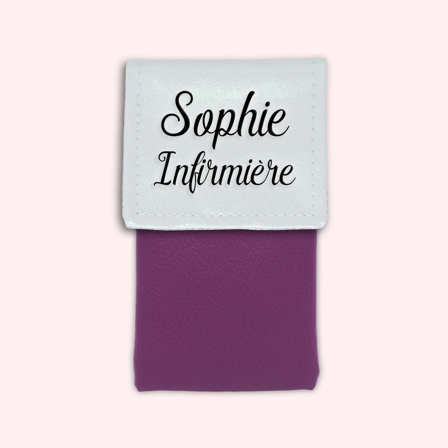 Two-tone pouch with white glitter flap