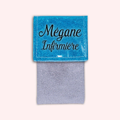 Two-tone Atlantic Blue glitter flap pouch