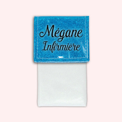 Two-tone Atlantic Blue glitter flap pouch