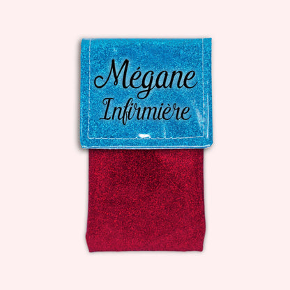 Two-tone Atlantic Blue glitter flap pouch