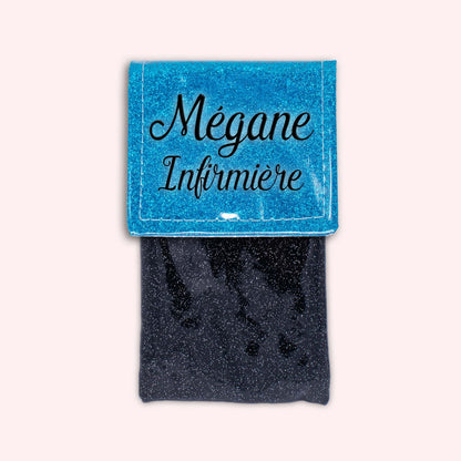 Two-tone Atlantic Blue glitter flap pouch