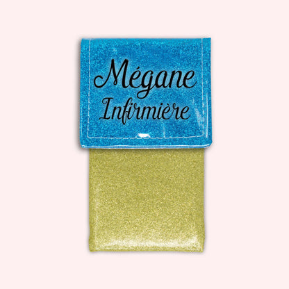 Two-tone Atlantic Blue glitter flap pouch