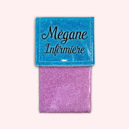 Two-tone Atlantic Blue glitter flap pouch