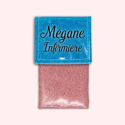 Two-tone Atlantic Blue glitter flap pouch
