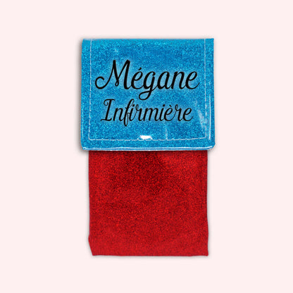 Two-tone Atlantic Blue glitter flap pouch