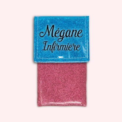 Two-tone Atlantic Blue glitter flap pouch