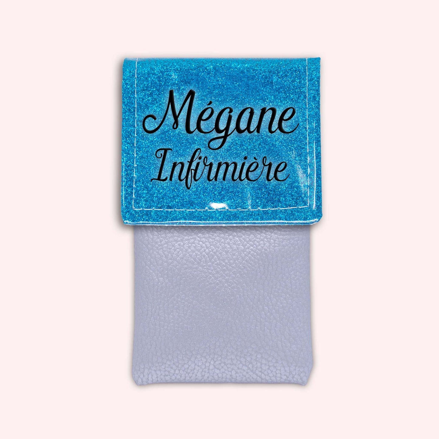 Pochette bicolore rabat Bleu Atlantique paillette