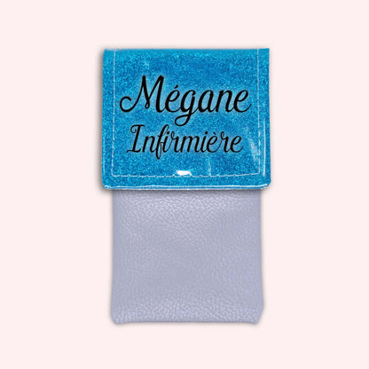 Two-tone Atlantic Blue glitter flap pouch