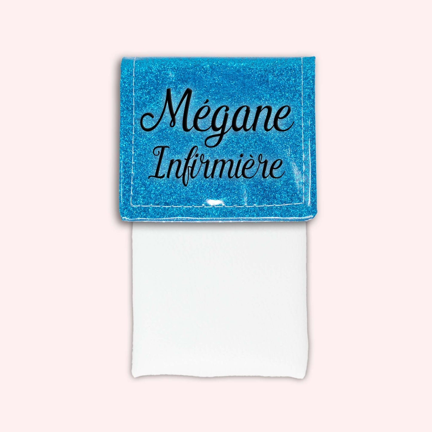 Pochette bicolore rabat Bleu Atlantique paillette