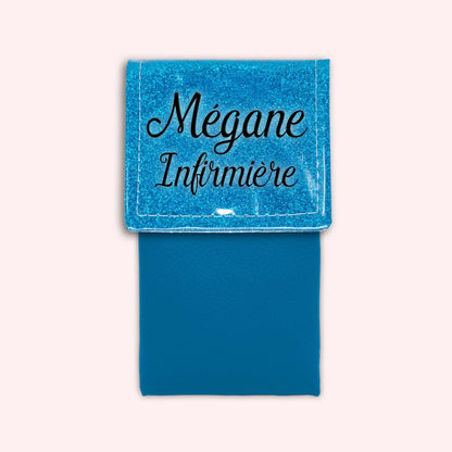 Two-tone Atlantic Blue glitter flap pouch