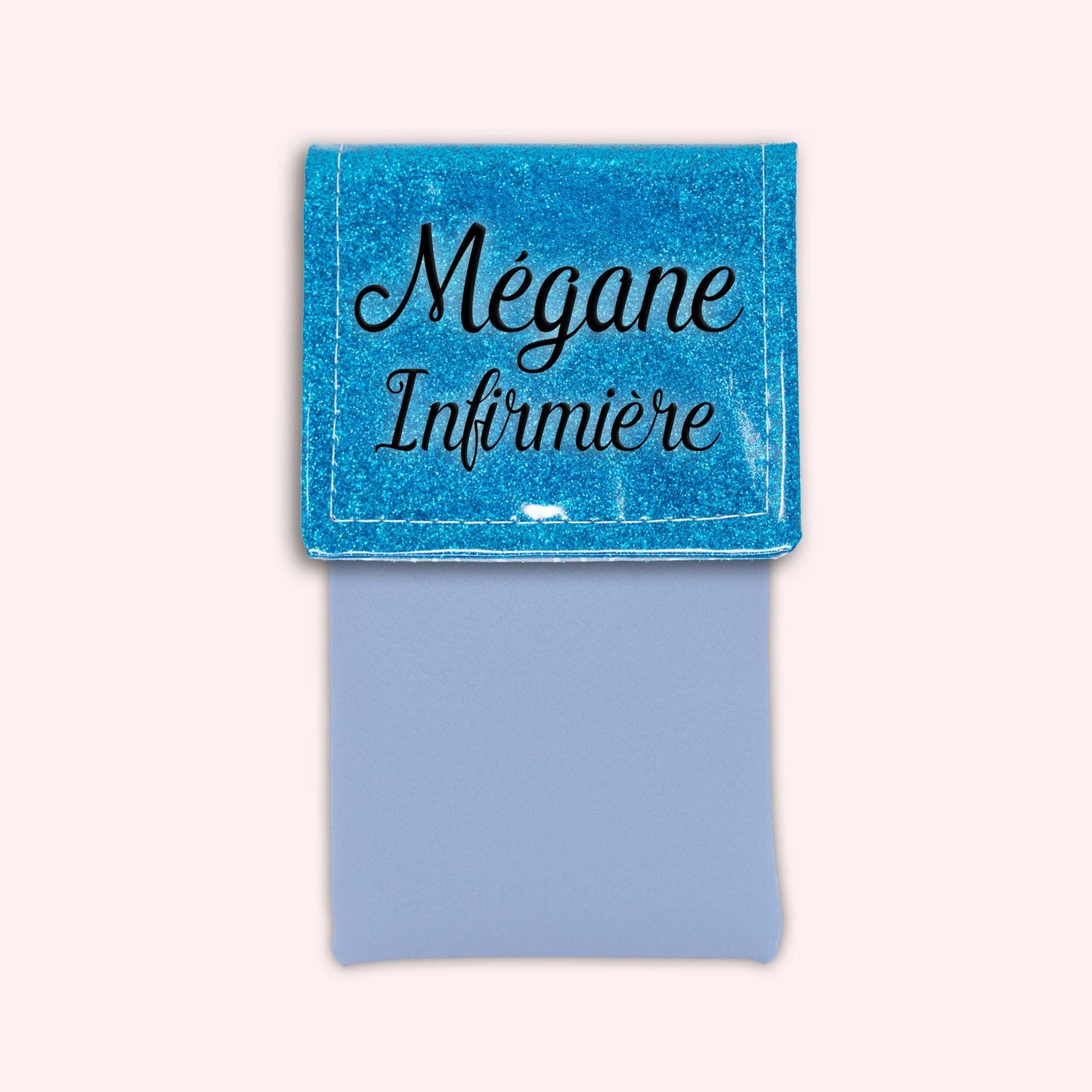 Pochette bicolore rabat Bleu Atlantique paillette