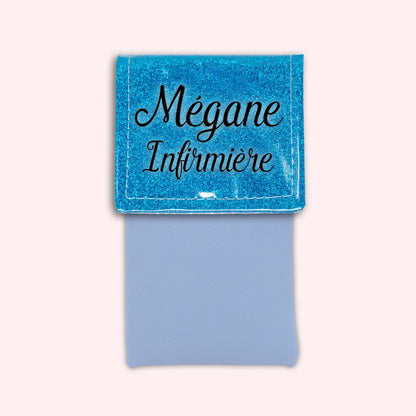 Two-tone Atlantic Blue glitter flap pouch