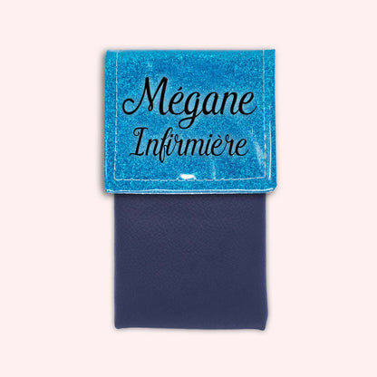 Two-tone Atlantic Blue glitter flap pouch