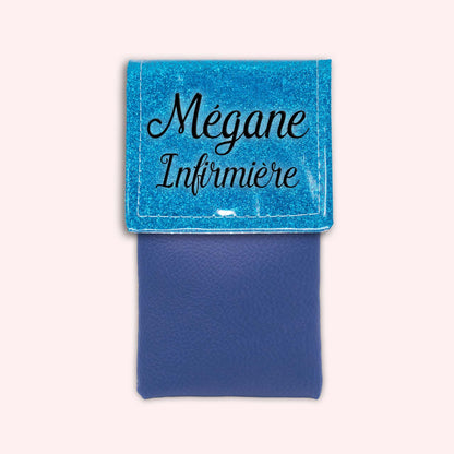 Two-tone Atlantic Blue glitter flap pouch