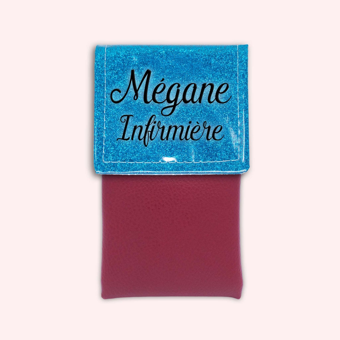 Pochette bicolore rabat Bleu Atlantique paillette