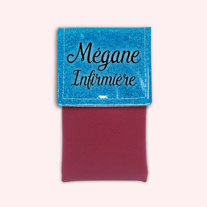 Two-tone Atlantic Blue glitter flap pouch