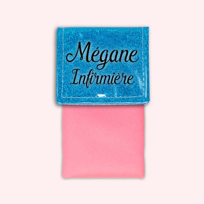 Two-tone Atlantic Blue glitter flap pouch