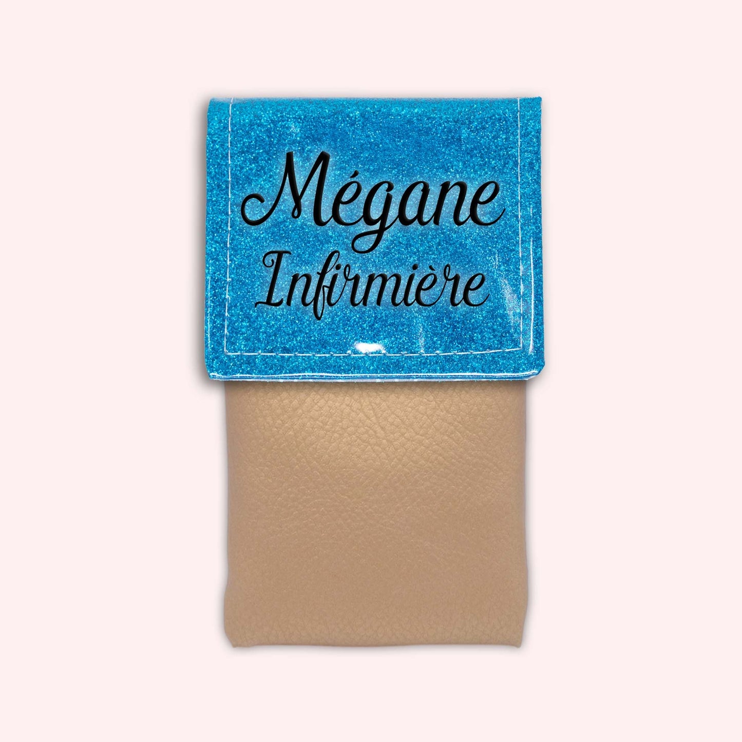 Pochette bicolore rabat Bleu Atlantique paillette