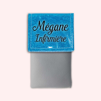Two-tone Atlantic Blue glitter flap pouch