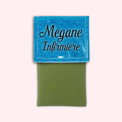 Two-tone Atlantic Blue glitter flap pouch