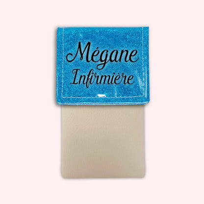 Two-tone Atlantic Blue glitter flap pouch