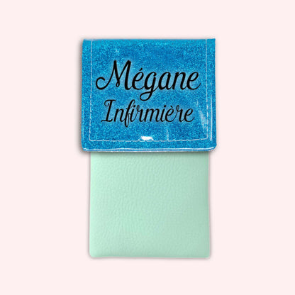 Two-tone Atlantic Blue glitter flap pouch