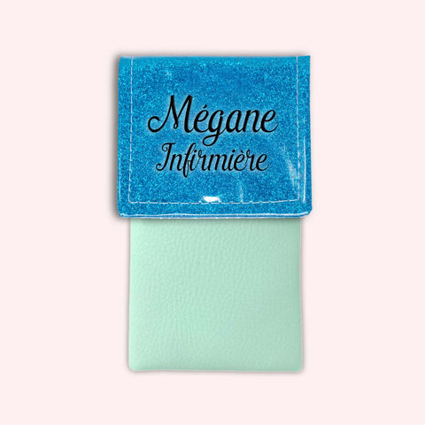 Two-tone Atlantic Blue glitter flap pouch