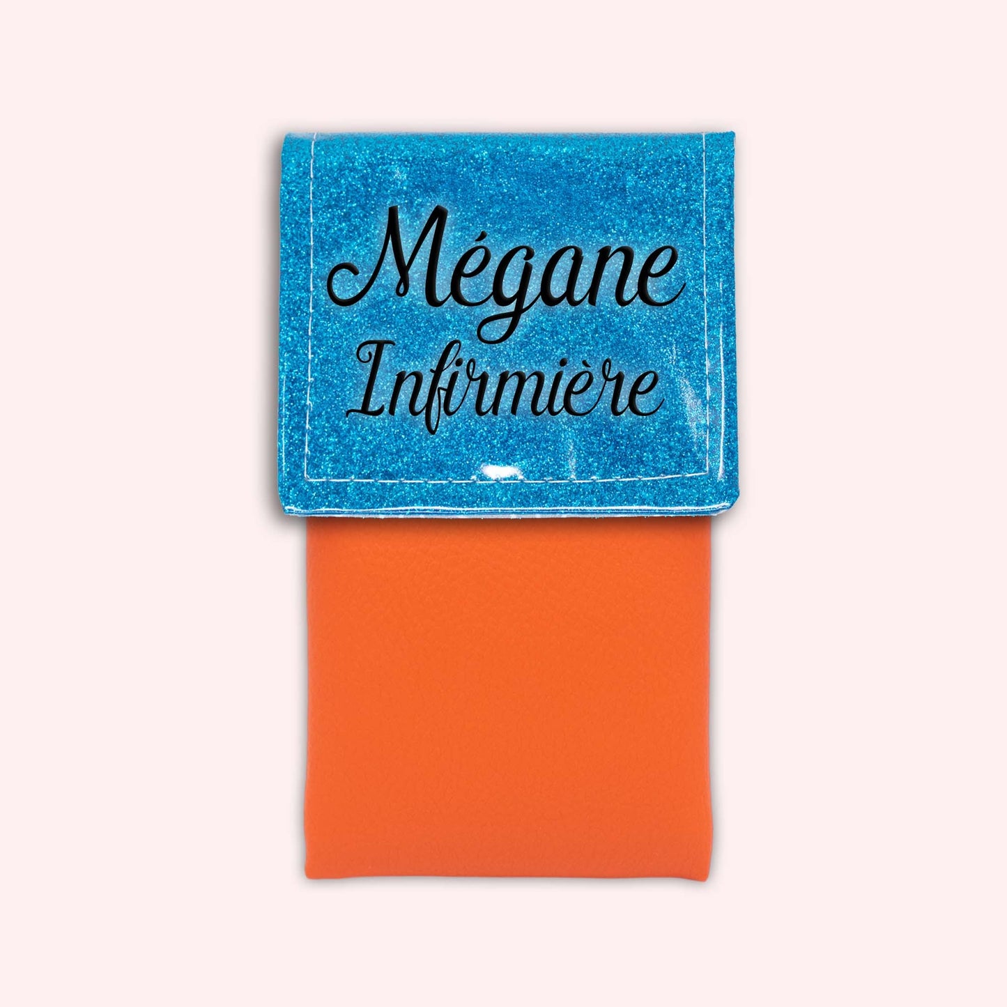 Pochette bicolore rabat Bleu Atlantique paillette