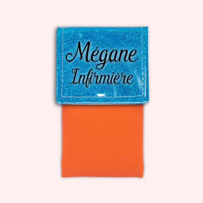Two-tone Atlantic Blue glitter flap pouch