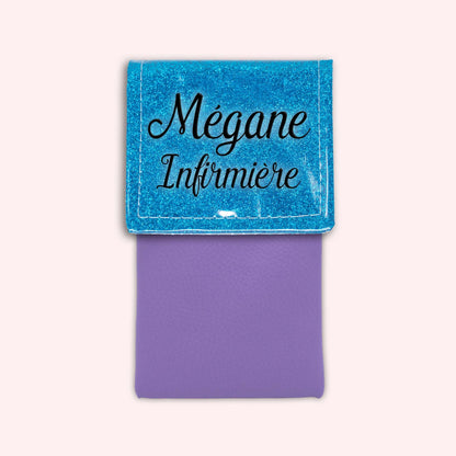 Two-tone Atlantic Blue glitter flap pouch