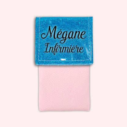 Two-tone Atlantic Blue glitter flap pouch