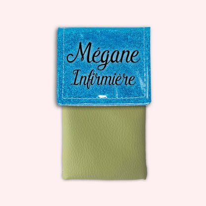 Two-tone Atlantic Blue glitter flap pouch