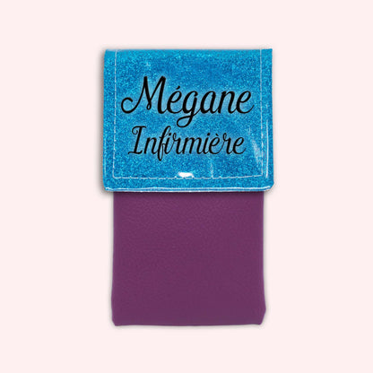 Two-tone Atlantic Blue glitter flap pouch