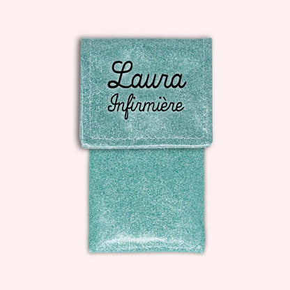 Sky blue glitter magnetic pouch