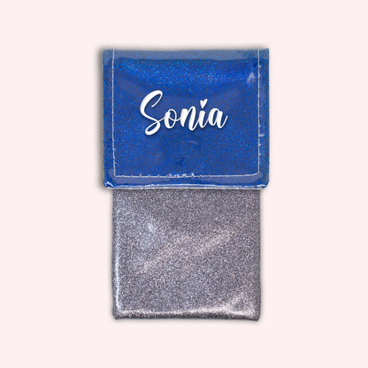 Pochette bicolore rabat Bleu nuit paillette