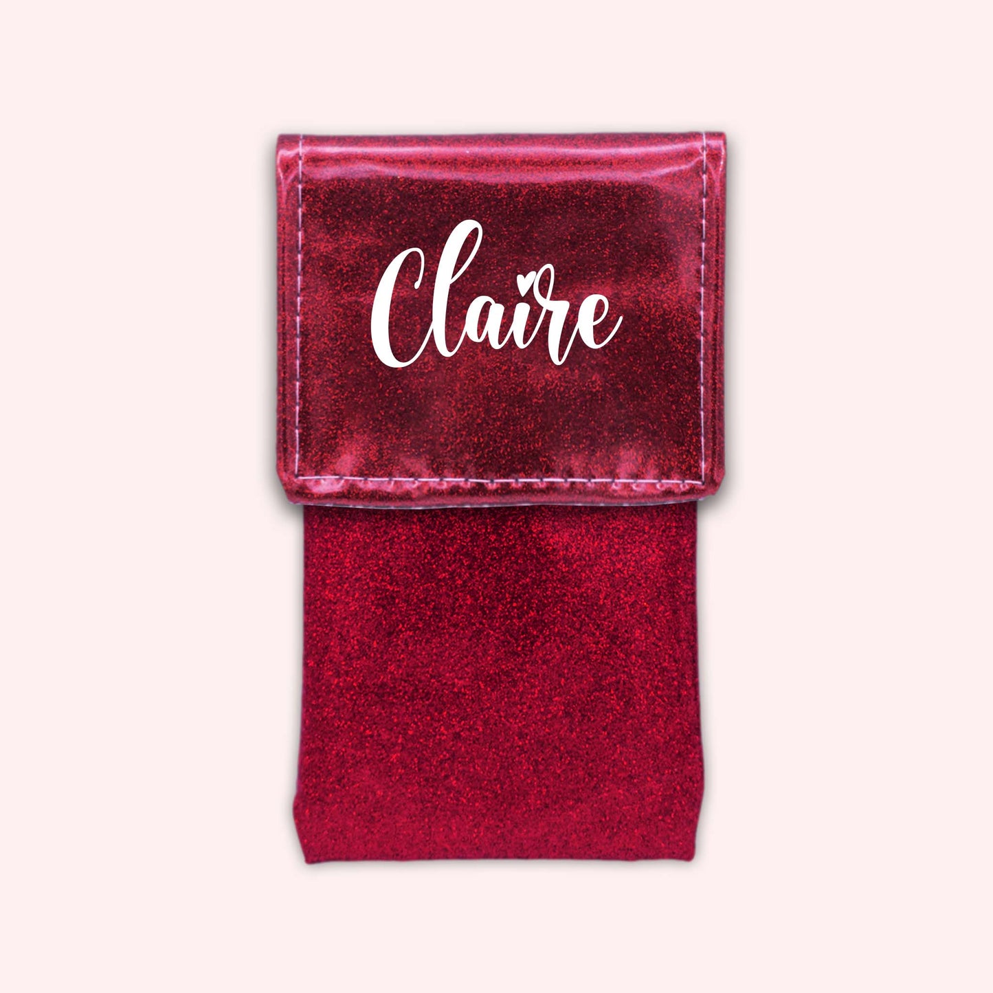 Raspberry glitter magnetic pouch