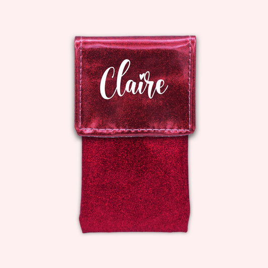 Raspberry glitter magnetic pouch