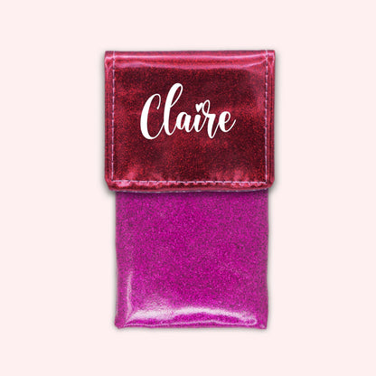 Pochette bicolore rabat Framboise paillette