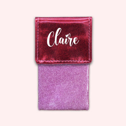 Pochette bicolore rabat Framboise paillette