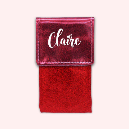 Pochette bicolore rabat Framboise paillette