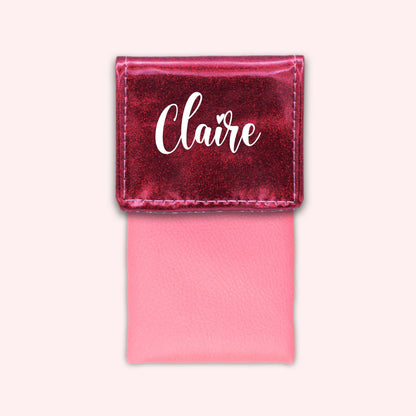 Pochette bicolore rabat Framboise paillette