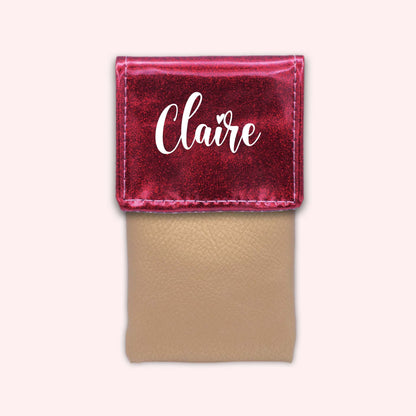 Pochette bicolore rabat Framboise paillette