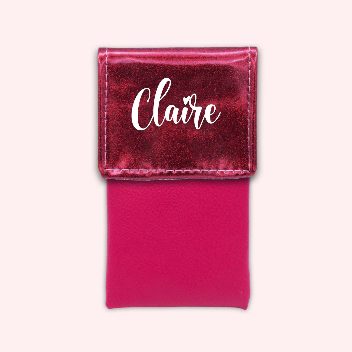 Pochette bicolore rabat Framboise paillette