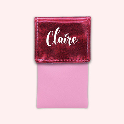Pochette bicolore rabat Framboise paillette